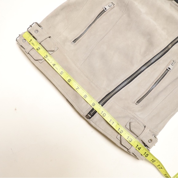 COPY - All Saints Suede Beattie Biker Zip Harness Jacket 100% Leather Sz 4 - Picture 13 of 16